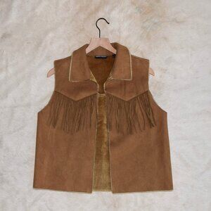 Faux Suede Fringe Vest